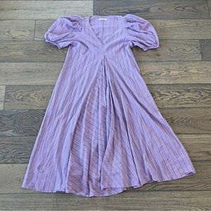 Christy Dawn Linen Lavender Dress w Puff Sleeves and pockets